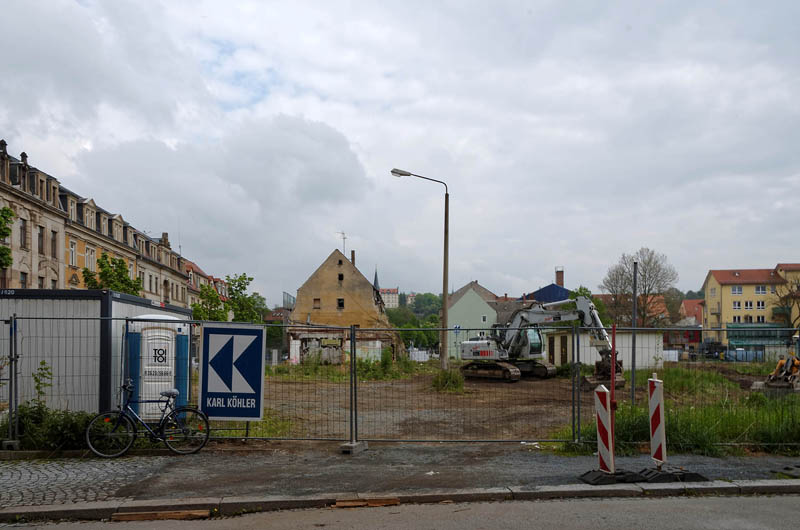 Blick zur Baustelle Scheunenhof-Areal, 2017